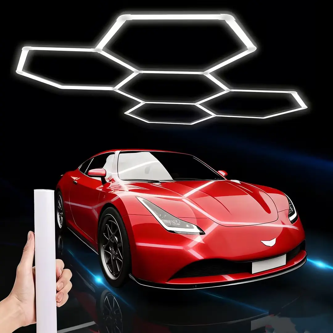 Hexagon Garage Lights LED Super Bright 5000K 5Hex(168W 20160LM) ,8Hex(245W 29400LM),14Hex(600W 72000LM) Ceiling Shop Light Fixture for Home Gym, Wall Mount Lighting for Garage Workshop White Led