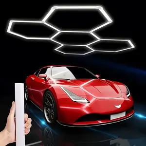 SEURON Hexagon Garage Lights LED Super Bright 5HEX 5000K 144W 17280LM Hex Ceiling Shop Light Fixture for Home Gym, Wall Mount Lighting for Garage Workshop (5 HEX) White Led