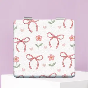 Floral & Strawberry Pattern Makeup Mirror, 1 Count Foldable Handheld Mirror, Makeup Tool for Women & Girls, Birthday Gift for Sisters, Friends, Girls