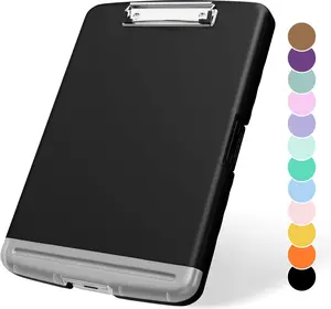 Plastic Clipboard with Storage, 8.5 x 11 Storage Organization Box Side-Opening, Heavy Duty Clip Board with Pen Holder and Paper Folder for , Teachers, Office & School , Black