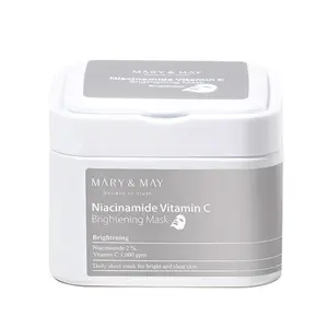 Mary & May Niacinamide Vitamin C Brightening Sheet Mask Bright Clear Glass Skin Daily Sheet Mask Eco Friendly Skincare Anti-Acne Acne Scar Fading Dark Spots