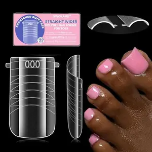 Flat Straight Square Toe Dual Nail Forms For Polygel,SINOKAME Pre-etched Big Polygel Toenail Forms Reusable with French Tip Guidelines ,16 Sizes 20.2mm Width Wide for Polygel Builder Gel Acrylic
