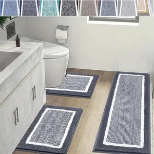 Washable Microfiber Bathroom Rugs Set 3pcs/set  Non Slip Absorbent Bath Mats for Bathroom Floor / Shower Mat/ Bathroom Rug