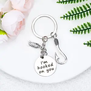 Couples Keychain,Fishing Keychain for Her Him,I'm Hooked on You & You Are My Catch Gift for Boyfriend Girlfriend