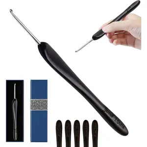 2.0 mm Ergonomic Crochet Hook with Ebony Wood Handle, Hand-Polished Stainless Steel Crochet Needle, Comfortable Crochet Tools with Gift Box
