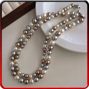 Natural Freshwater Freshwater Pearls Necklace 10-12mm Multi-Colored Metallic Rainbow Freshwater Pearls,June Birthstone,Versatile for Daily Wear, Birthdays,Christmas,New Year,and Valentine’s Day Gifts,Freshwater Pearls Jewelry,Charm Bracelets,Funky Jewelry