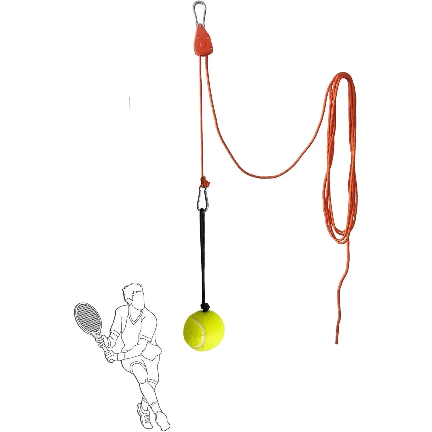 Baseball & Softball Swing Trainer with a 360° Rotating Anodized Aluminum Pulley and Height-Adjustable Reflective Rope - Solo Hitting Aid for Kids and Adults, Ideal for Backyard or Basement Practice, Seniors, Basements, Ball Sports, Solo Drills