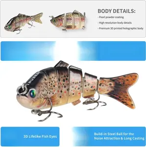 5pcs Fishing Lures for Bass Trout, 4-6” Segmented Multi Jointed Swimbaits Set, Slow Sinking Bionic Swimming Glidebaits for Freshwater Saltwater, 3D Eyes Lifelike Tackle Kits