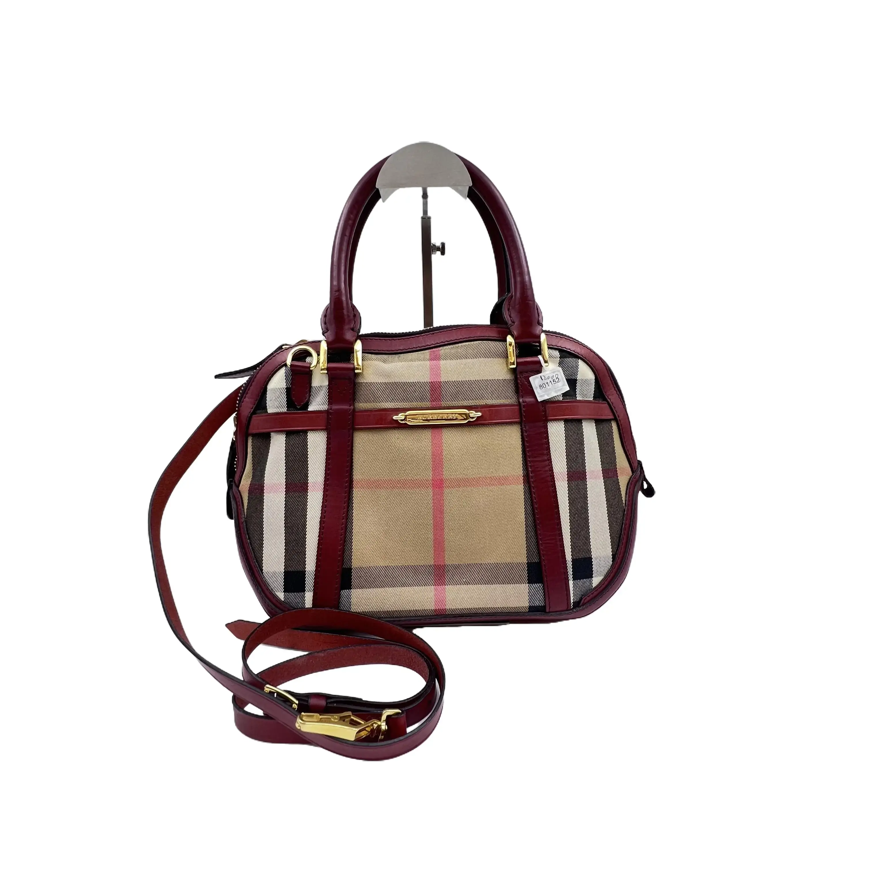 Pre-owned BURBERRY France Shoulder Bags medium Red and Brown Classic Laid Shell Bowling Bag hz62797