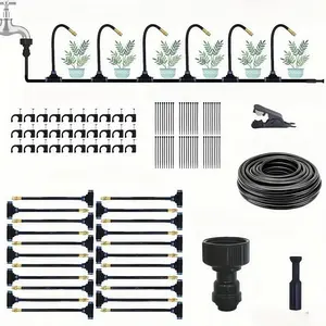 50ft Garden Watering System, 360° Adjustable Drip Irrigation System with 16 Nozzles, Garden Irrigation System, Atomizing System for Yard, Lawn, Plants