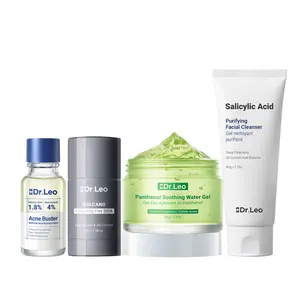 Dr.Leo 4-Step Acne Repair Kit - Salicylic Acid Cleanser, Charcoal Clay Stick Mask, CICA Panthenol Jelly Moisturizer Cream, Drying Lotion Spot Treatment for Deep Pore Cleansing, Pimple Care, Redness Calming & Skin Barrier Support #DealsForYouDays,beachoutf