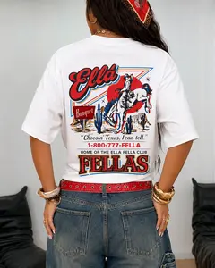 Oversize Ella Shirt Country Music Tee Streetwear Hip-Hop Sporty Loose Vintage Style Graphic Tee Indie Shirt Summer Short Sleeve Shirt