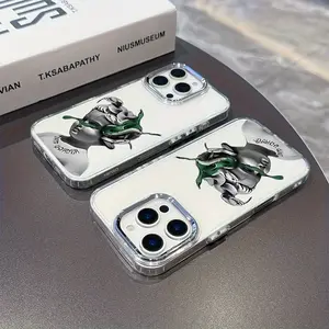 Creative Artistic Minimalist Phone Case for iPhone 17 16 15 14 13 12 Pro Max, Metallic Silver Lens Frame, Transparent Soft Back Cover