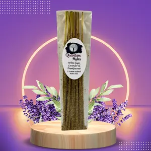 White Sage, Lavender & Frankincense, Handmade Artisanal Incense Sticks - Set of 12, Bamboo Charcoal