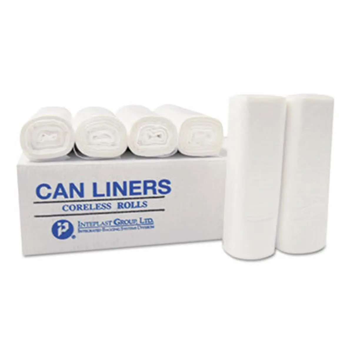 212 MAIN Low-Density Disposable Plastic Trash Bags, Integrated Bagging Systems IBSSL3858XHW, 0.8 mil Thick, 60 gal, 38x58 in, White, Star Seal, 25 per Roll, Coreless Interleaved, Puncture-Resistant, Tear-Resistant