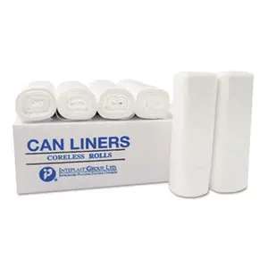 212 MAIN Low-Density Can Liner, Integrated Bagging Systems IBSSL3858XHW, 0.8 mil thick, 60 gal, 38x58 in, white, star seal, 25 per roll, puncture-proof