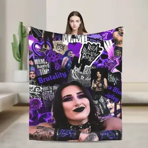 Rhea Ripley Wrestler Fuzzy Plush Throw Blanket - 50x60 Inch Durable Fade Resistant Fabric, Ultra Soft for Couch/Sofa, Wrestling Room Decor, Ideal Gift for WWE Fans, Multi-Size All-Seasons Bedspread
