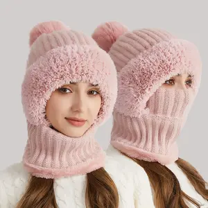 3 in 1 Winter Balaclava Hat Scarf Mask – Fleece Lined Thermal Windproof Hood with Ear Flaps for Skiing, Cycling & Outdoor Sports