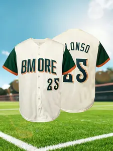 BMORE 25 Embroidered Baseball Jersey Men Women Vintage Stitched Sports Shirt For Game Day Party Daily Casual Wear Breathable Baseball Uniform