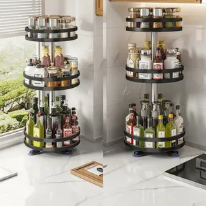 360° Rotating Spice Rack Organizer — 1, 2 & 3 Tier Counter Turntable