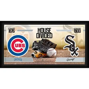 Chicago Cubs vs. Chicago White Sox Framed 10" x 20" House Divided Baseball Collage