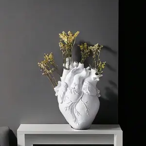Heart Shaped Vase, Creative Modern Style Heart Design Vase, Home Decor Supplies for Living Room Bedroom Dining Room Wedding Party (without Floral), Flower Vase, Dining Table Centerpiece, Decoration