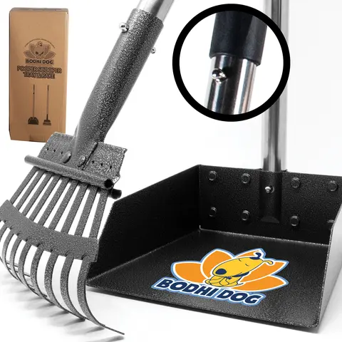 Pet Pooper Scooper Tray & Rake Set for Durable, Sanitary Cleanup and Compact Storage - Two Sizes Made by Bodhi Dog