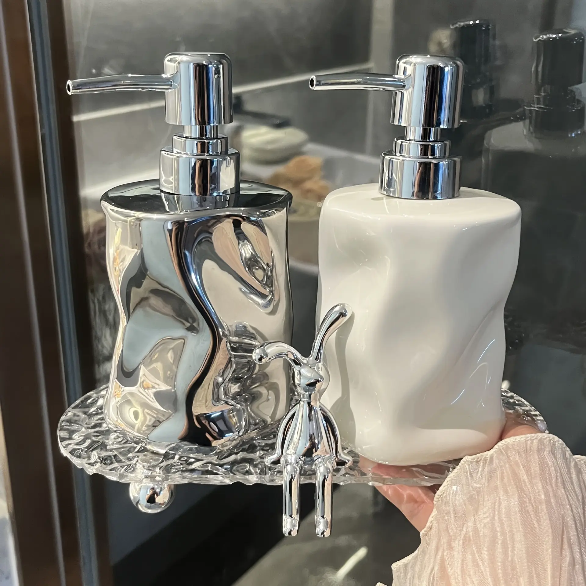 A Set Of Elegant Ceramic Soap Dispensers, A 13-ounce Countertop Liquid Soap Bottle, A Bathroom Hand Soap Dispenser, Refillable Empty Bottles For Hand Soap And Dish Soap, Bathroom Accessories, Home Decor