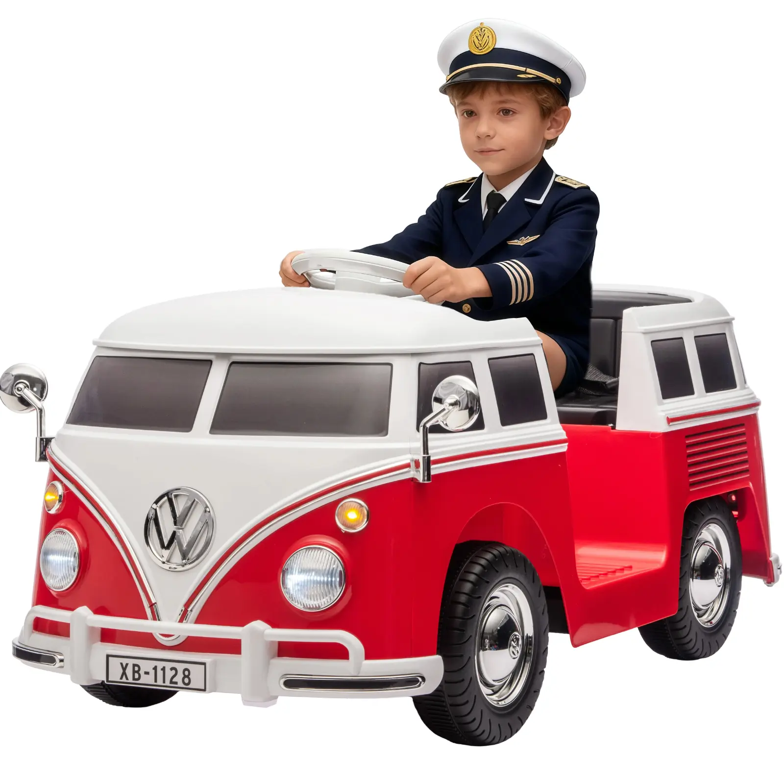 Garvee 6V Licensed Volkswagen Kids Electric Ride-On Bus - LED Lights, Music, Horn, Cup Holder, Pedal Control, Gentle Start, 2-Speed - Battery Powered Toy Car for Boys & Girls, Deep Blue or Pink