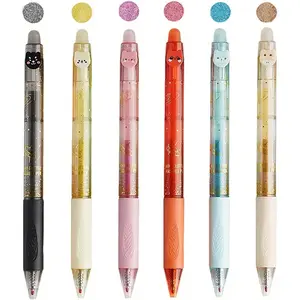 6 Colors Glitter Erasable Gel Pens, 0.5mm Fine Point Multicolor, Make Mistakes Disappear,Retractable Pens for Journaling, Drawing, Note Taking(6 Colors-1)