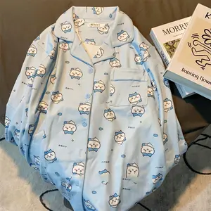 Chiikawa Hachiware Cute Pajamas Set Women Spring Autumn Thickened  Velvet Warm Loungewear Soft Sleepwear Home Clothes Nightwear