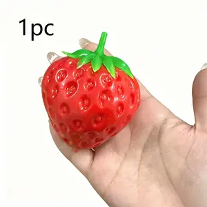 Strawberry Crunchy Stress Ball Squeeze Toy Crispy Squishy Fidget Toy Round Blocks Filled Decompression Sensory Toy Gifts