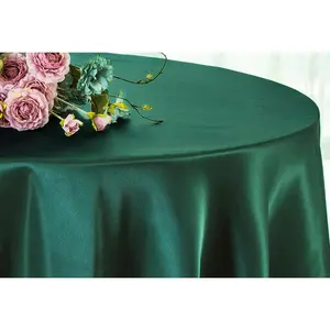 90" Seamless Round Satin Tablecloth - Hunter Green/Holly Green (1pc)
