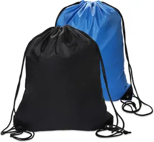 2PCS Drawstring Bags PE Bags Drawstring Gym Bag Black Draw String Bags Drawstring Backpack for Sports, Gym, Travel, Swimming, Beach Sliverdew