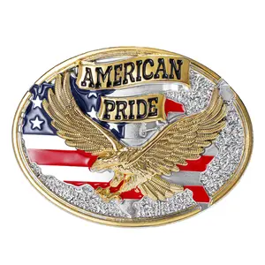 INDIVIDUAL BUCKLES,  silver (color) elliptical, western cowboy cowgirl Belt Buckle,American flag & eagles,Western Fashion Pride