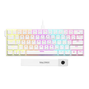 AJAZZ NK61 wired gaming Lighted Mechanical Keyboard new red switch lightweight body office keyboard 61-key small configuration portable 22-key punch-free ABS flat keycap wear-resistant and durable plug and play suitable for games and office