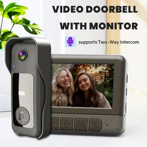 Non-WiFi Video Doorbell Camera with 4.3" Monitor, Wireless Security Doorbell, Real-Time 2-Way Audio, No App Required, Night Vision, Rechargeable Battery, Local Storage