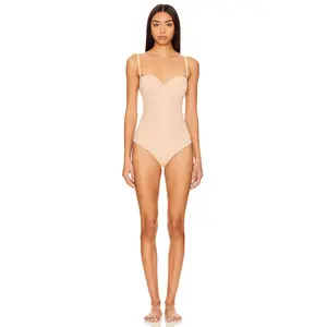 Wolford Mat De Luxe Forming Shapewear String Bodysuit in Powder