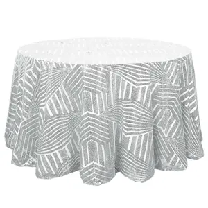 Sequin 120" Round Tablecloth Silver - Seamless Diamond Glitz Table Cover