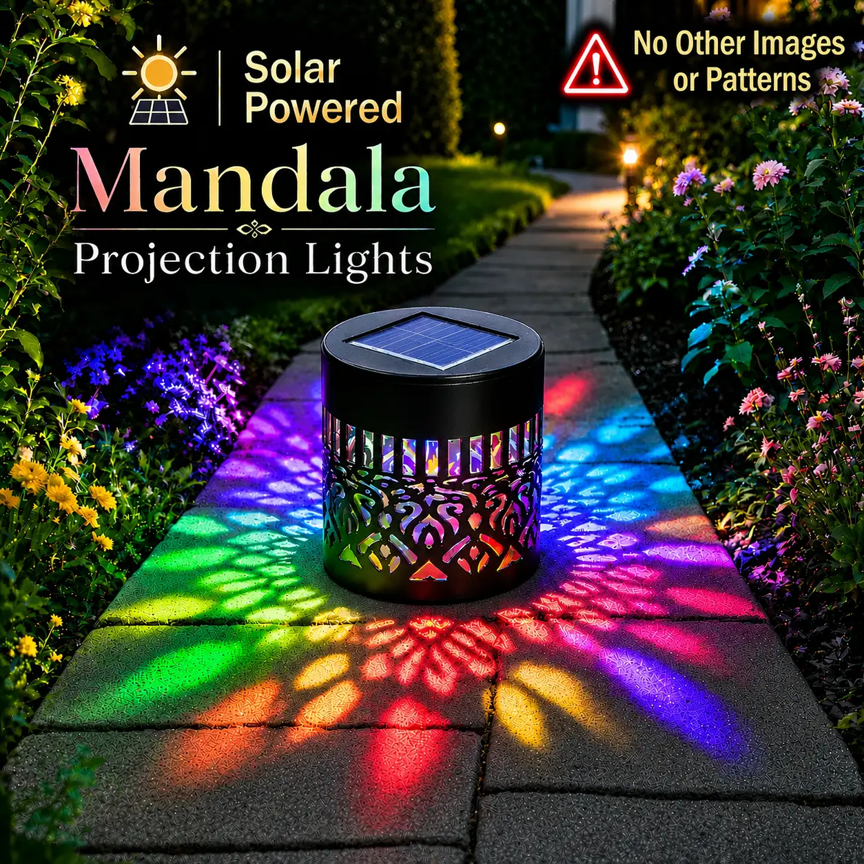1/2/4PCS Solar Mandala Wall Lights Outdoor, Solar Outdoor Lights, 7-Color Changing Waterproof Fence Lamp Set for Garden, Patio Wall Festive Decorations