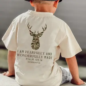 Camo Deer I Am Fearfully & Wonderfully Youth and Adult Shirt, only back, Southern Boy outfit, country boy style, Youth Boys Clothing, Trending T-Shirt, Family shirt, Holiday Tee, Gift for Youth