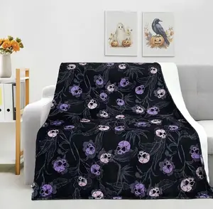 Gothic Skull Throw Blanket — A Gothic Skeleton-Patterned Blanket: Soft, Lightweight, and Skin-Friendly Plush Throw — Ideal for Halloween Decor and Gifting