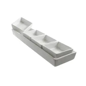 10 Strawberry Street Whittier Accessories Rectangular Trays with 4 Dishes