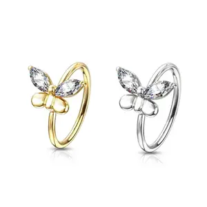 Butterfly Nose Hoop in Surgical Steel 20 Gauge 8mm Handcrafted