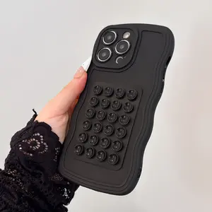 Fashion Wave Wavy Full Body Shockproof Protective Case Cover with Suction Cup Stand, Compatible with Apple iPhone Models 15/16/XR/x/11/12/13/14/7/8 Plus Pro Max