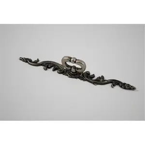 212 MAIN Aged Pewter Decorative Mock Key with Backplate - Zinc Metal Traditional Door Hardware, Cabinet Decor, Residential Unique Accent Piece