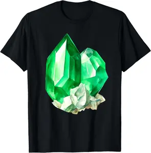 100% Cotton Emerald Gemstone Crystal T-Shirt