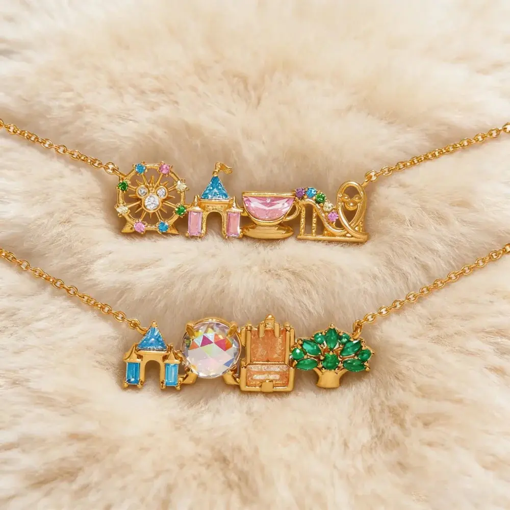 Pendant Necklace, Whimsical Amusement Park Charm with Vibrant Multicolor Zircon Inlay, Cute Copper Link Chain Jewellery for Party Wear, Jewellery Pendant, Multicolor Gemstone Decorated, Whimsical Necklace, Unisex