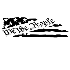 We The People  tattered flag 02 vinyl decal car window choose color and size