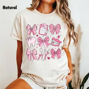 Dentist Coquette Shirt, Dental T-shirt, Dental Hygienist Tee, Girly Dental Assistant Shirt, Coquette Era Tee, Girly Bow Shirt, Soft Girl Era Cotton Fabric